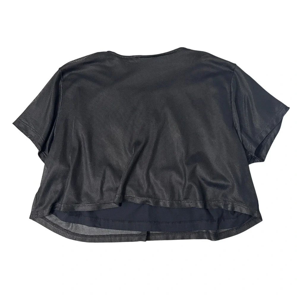 Nike Air Mesh Layered Crop Top Womens 3X Plus Size Black Sportswear DN4970-010